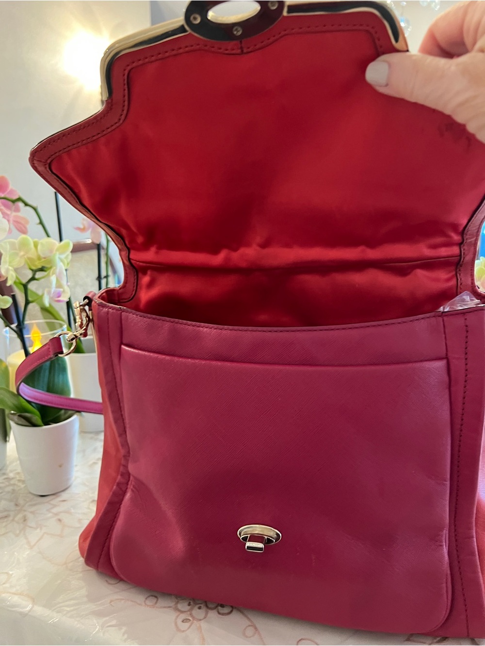 Coach Raspberry Pink Leather Turnlock Satchel Crossbody Carryall Boutique Luxury - Picture 14 of 16